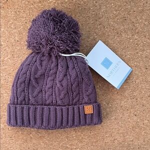 Northern Classics Beanie‎ Kids 9-18M Purple NEW Cable Knit Fleece Lined Pom Hat